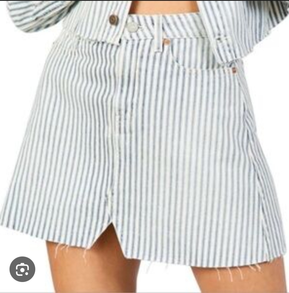 Etica Skirt Women's 26 Lucy Striped Denim A-line Mini